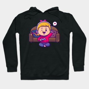 Cute Gamer Girl Cartoon Hoodie